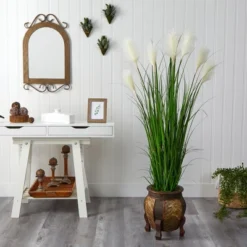 Nearly Natural 63-in Wheat Plume Grass Artificial Plant In Decorative Planter -Artificial Plant Store GUEST 5c7ccd26 fd45 4322 b7cd 800b6f2d6870