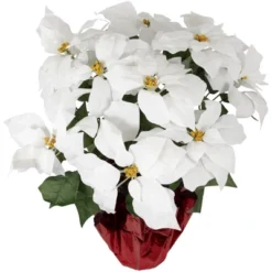 Northlight 22" White Artificial Christmas Poinsettia Flowers With Red Wrapped Base 9 Northlight 22" White Artificial Christmas Poinsettia Flowers With Red Wrapped Base -Artificial Plant Store GUEST 5c84ffa6 5e85 4e74 aa26 6d246ab6dfc7