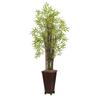 Nearly Natural 5.5-ft Grass Bamboo Plant W/Decorative Planter 3 Nearly Natural 5.5-ft Grass Bamboo Plant W/Decorative Planter