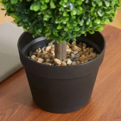 HOMCOM 2 Pack 23.5" Artificial Boxwood Topiary Ball Trees Set Of 2, Double Ball-Shaped Boxwood Artificial Topiary Plants For Indoor Outdoor, Green -Artificial Plant Store GUEST 6033d098 d0fe 4486 ab06 f7c9e9fbfc5e