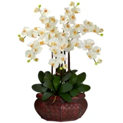 Nearly Natural Large Phalaenopsis Artificial Flower Arrangement, Cream