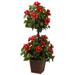 Nearly Natural 39-in Hibiscus Topiary