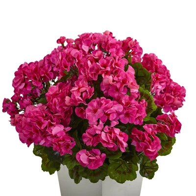 Nearly Natural 27-in Geranium Artificial Plant In White Planter UV Resistant (Indoor/Outdoor), White 4 Nearly Natural 27-in Geranium Artificial Plant In White Planter UV Resistant (Indoor/Outdoor), White - Image 2