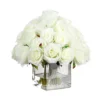 Nearly Natural Wedding Collection 13-in Artificial Rose Arrangement In Glass Vase