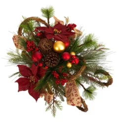 Nearly Natural 18-in Christmas Sleigh With Poinsettia, Berries And Pinecone Artificial Arrangement With Ornaments 9 Nearly Natural 18-in Christmas Sleigh With Poinsettia, Berries And Pinecone Artificial Arrangement With Ornaments -Artificial Plant Store GUEST 7132bcde 3fd7 47c6 b100 4639af5de64b