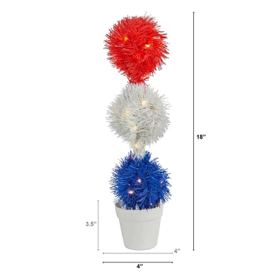 Nearly Natural 18-in Red, White And Blue “Americana” Artificial Topiary Plant With 35 Warm LED Lights 3 Nearly Natural 18-in Red, White And Blue “Americana” Artificial Topiary Plant With 35 Warm LED Lights