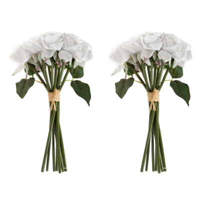 Artificial Open Rose Bundles ? 18PC Real Touch Fake 11.5-Inch Flowers With Stems For Home Décor, Wedding Or Bridal/Baby Showers By Pure Garden (White) 8 Artificial Open Rose Bundles ? 18PC Real Touch Fake 11.5-Inch Flowers With Stems For Home Décor, Wedding Or Bridal/Baby Showers By Pure Garden (White) - Image 6