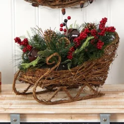 Nearly Natural 18-in Christmas Sleigh With Pine, Pinecones And Berries Artificial Christmas Arrangement 6 Nearly Natural 18-in Christmas Sleigh With Pine, Pinecones And Berries Artificial Christmas Arrangement -Artificial Plant Store GUEST 7755fe3a 5d6c 466e b6fe 400f9a544c04