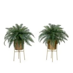Nearly Natural 34-in Artificial River Fern Plant In Metal Planter With Stand DIY KIT (Set Of 2) -Artificial Plant Store GUEST 7ccdfe0c 059b 4b38 9c25 10a7937d57f7