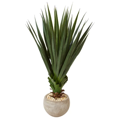 Nearly Natural Spiked Agave Artificial Plant In Sand Colored Bowl (Indoor/Outdoor) 4 Nearly Natural Spiked Agave Artificial Plant In Sand Colored Bowl (Indoor/Outdoor) - Image 2