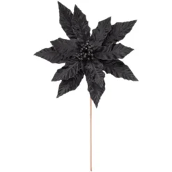 Northlight 26" Black Glittered Poinsettia Christmas Stem Spray -Artificial Plant Store GUEST 7de61edc b15e 4090 ba68 8762056125d7