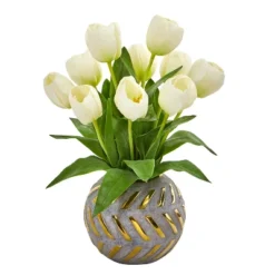 Nearly Natural Tulip Artificial Arrangement In Decorative Vase, White 17 Nearly Natural Tulip Artificial Arrangement In Decorative Vase, White -Artificial Plant Store GUEST 7fa25b18 b59f 42b0 92ee 66ffea2c615b
