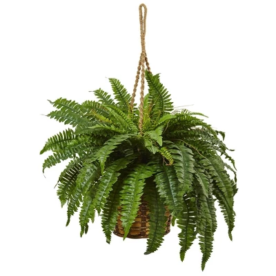 Nearly Natural Boston Fern Hanging Basket 3 Nearly Natural Boston Fern Hanging Basket