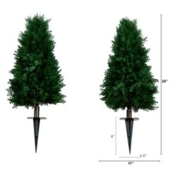 Nearly Natural 2.5-ft UV Resistant Artificial Cedar Plant With Integrated Ground Stake (Indoor/Outdoor) - Set Of 2