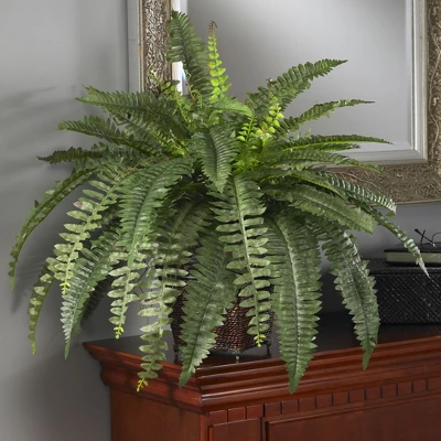 Nearly Natural Boston Fern With Wicker Basket Artificial Plant 5 Nearly Natural Boston Fern With Wicker Basket Artificial Plant - Image 3
