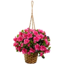 Nearly Natural Azalea Flowering Artificial Hanging Basket