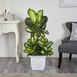 Nearly Natural 46-in Golden Dieffenbachia Artificial Plant In White Metal Planter 7 Nearly Natural 46-in Golden Dieffenbachia Artificial Plant In White Metal Planter -Artificial Plant Store GUEST 81f9d982 393e 4131 a6e4 8858e421dd84