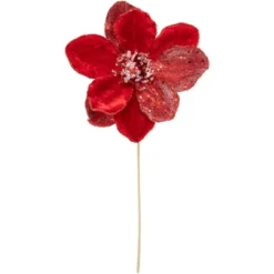 Northlight 18" Red Magnolia Glittered Christmas Stem Spray -Artificial Plant Store GUEST 822c7e54 53ae 4315 9a32 d06d59b2a55d