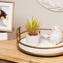 Northlight 6.5" Green Artificial Sword Grass In A White Pot