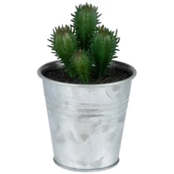 Northlight 3.5" Tropical Cactus In Tin Pot Artificial Potted Plant - Green/Red -Artificial Plant Store GUEST 8a2d6694 21fc 41e0 878f 57610dcf5e66