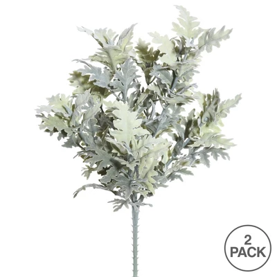 Vickerman 16" Artificial Green Flocked Dusty Miller Bush, Set Of 2 4 Vickerman 16" Artificial Green Flocked Dusty Miller Bush, Set Of 2 - Image 2
