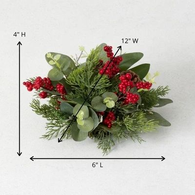 Sullivans Pine & Berry Artificial Orb Decorative Filler 4"H Red 3 Sullivans Pine & Berry Artificial Orb Decorative Filler 4"H Red