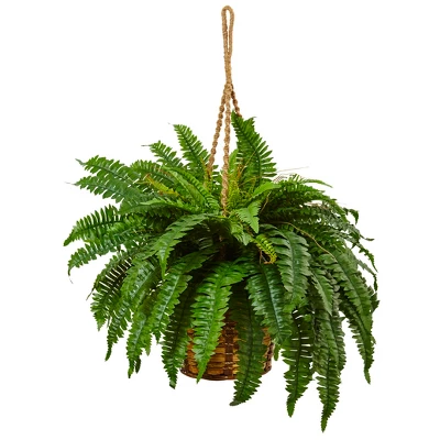 Nearly Natural Boston Fern Hanging Basket 4 Nearly Natural Boston Fern Hanging Basket - Image 2