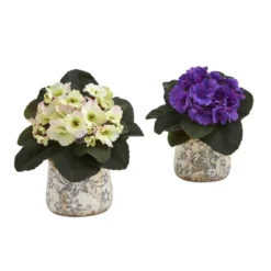 Nearly Natural 8-in African Violet Artificial Plant In Floral Design Vase (Set Of 2) -Artificial Plant Store GUEST 98d8917e 70a9 4ce7 b2b4 9058fb0a404c