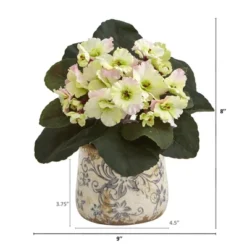 Nearly Natural 8-in African Violet Artificial Plant In Floral Design Vase (Set Of 2) -Artificial Plant Store GUEST 99a54f7a 85f9 484e 8503 1f158b980892