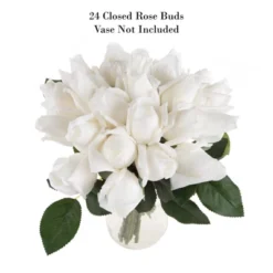 Rose Artificial Flowers - 24Pc Real Touch 11.5-Inch Fake Flower Set With Stems For Home Décor, Wedding, Or Bridal/Baby Showers By Pure Garden (White) 9 Rose Artificial Flowers - 24Pc Real Touch 11.5-Inch Fake Flower Set With Stems For Home Décor, Wedding, Or Bridal/Baby Showers By Pure Garden (White) -Artificial Plant Store GUEST 9abc0fb4 d6fa 414f adaa 695ac942fdd0