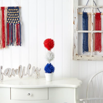 Nearly Natural 18-in Red, White And Blue “Americana” Artificial Topiary Plant With 35 Warm LED Lights 6 Nearly Natural 18-in Red, White And Blue “Americana” Artificial Topiary Plant With 35 Warm LED Lights - Image 4