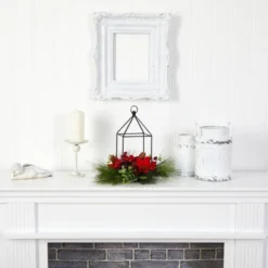 Nearly Natural 14-in Christmas Poinsettia, Berry And Pinecone Metal Candle Holder Christmas Artificial Table Arrangement 8 Nearly Natural 14-in Christmas Poinsettia, Berry And Pinecone Metal Candle Holder Christmas Artificial Table Arrangement -Artificial Plant Store GUEST a32fc067 88c5 4bd9 b354 d32eae494136