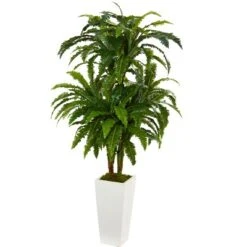 Nearly Natural Marginatum Artificial Plant In White Tower Vase