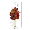 Nearly Natural 38-in Autumn Magnolia Leaf With Berries Artificial Plant In Cream Planter With Gold Base