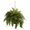 36" X 29" Artificial Boston Fern Hanging Basket - Nearly Natural