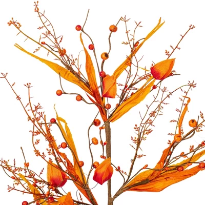 Vickerman Orange Fall Artificial Lantern, Berry, And Husk Spray, 2/bag 3 Vickerman Orange Fall Artificial Lantern, Berry, And Husk Spray, 2/bag