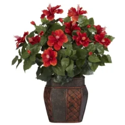 Nearly Natural Hibiscus With Vase Artificial Plant