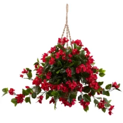 Nearly Natural Bougainvillea Hanging Basket UV Resistant (Indoor/Outdoor)