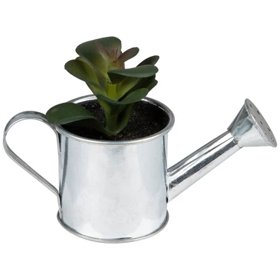 Northlight Atlantis Artificial Succulent Plant In Watering Can - 6" 6 Northlight Atlantis Artificial Succulent Plant In Watering Can - 6" - Image 4