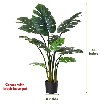 Forever Leaf 48" Artificial Monstera Artificial Plant In Black Pot, Indoor Artificial Plant For Home Decor 7 Forever Leaf 48" Artificial Monstera Artificial Plant In Black Pot, Indoor Artificial Plant For Home Decor - Image 5