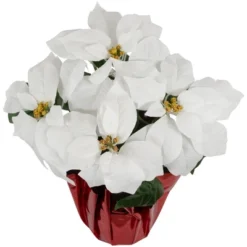 Northlight 14.5" White Artificial Christmas Poinsettia With Red Wrapped Base 9 Northlight 14.5" White Artificial Christmas Poinsettia With Red Wrapped Base -Artificial Plant Store GUEST b90db057 65d5 493c 9476 f2cded499663
