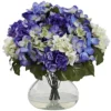 Nearly Natural Hydrangea With Large Vase, Blue/Purple