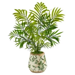 Nearly Natural 18” Mini Areca Palm Artificial Plant In Floral Vase