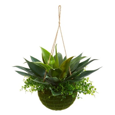 Nearly Natural Agave And Maiden Hair Artificial Plant In Hanging Basket (Indoor/Outdoor) 3 Nearly Natural Agave And Maiden Hair Artificial Plant In Hanging Basket (Indoor/Outdoor)