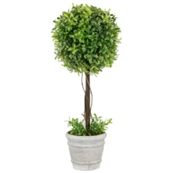 Northlight 17" Round Boxwood Topiary Artificial Potted Tree - Green/Gray -Artificial Plant Store GUEST c0c23e31 0f32 45b8 8924 c9d11b4280cc