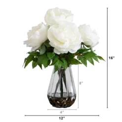 Nearly Natural 16-in Artificial Pink Peony Arrangement In Glass Vase, White 27 Nearly Natural 16-in Artificial Pink Peony Arrangement In Glass Vase, White -Artificial Plant Store GUEST c19db115 8c97 48b6 9ae9 b8c975d4541d