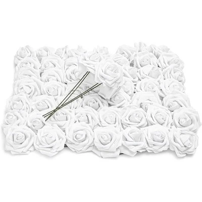 3" Artificial Rose Flowers 60pcs Real Looking Fake Rose With Stem For DIY Wedding Bouquets And Bridal Shower, White 9 3" Artificial Rose Flowers 60pcs Real Looking Fake Rose With Stem For DIY Wedding Bouquets And Bridal Shower, White - Image 7
