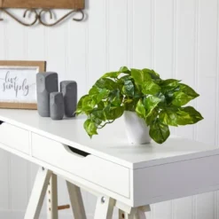 Nearly Natural 9-in Pothos Artificial Plant In White Planter (Real Touch) 6 Nearly Natural 9-in Pothos Artificial Plant In White Planter (Real Touch) -Artificial Plant Store GUEST c93abbc0 e79c 4cb8 aa3c 5631eaf657bd