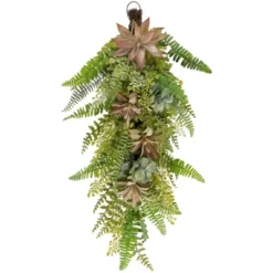 Northlight Fern And Succulents Artificial Spring Teardrop Swag - 28" 15 Northlight Fern And Succulents Artificial Spring Teardrop Swag - 28" -Artificial Plant Store GUEST c969d912 c06a 46fe 81d4 bcdca8fc04b6