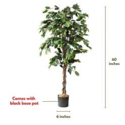 Forever Leaf 60" Artificial Ficus Silk Tree In Black Pot, Indoor Artificial Plant For Home Decor 11 Forever Leaf 60" Artificial Ficus Silk Tree In Black Pot, Indoor Artificial Plant For Home Decor -Artificial Plant Store GUEST d07e358c 1564 452b a031 937acbd1e2b3